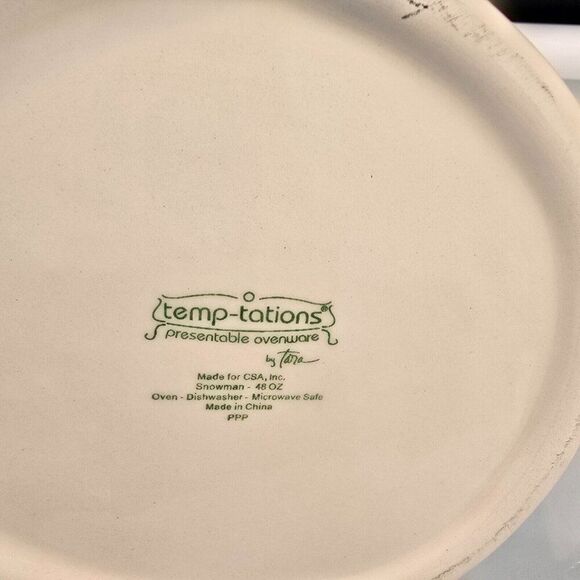 Snowman Teapot With Hat Lid Temptations Presentable Ovenware by Tara 48 oz - Picture 8 of 8